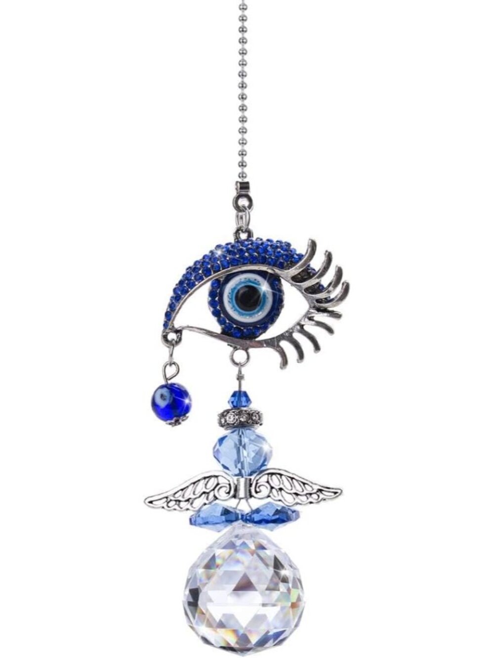 Crystal Angel Suncatcher Ornament Blue Evil Eye Good Luck Charm